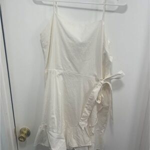 Express Ivory Tie-Waist Mini Dress